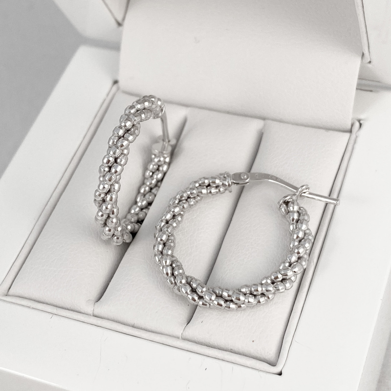 Stříbrné náušnice kruhy kuličkové